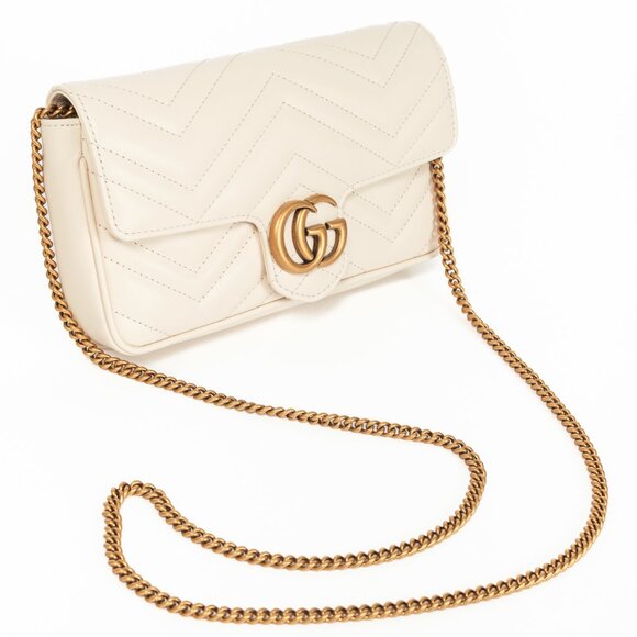 Gucci GG Marmont White Matelasse Chevron Leather Small Shoulder Bag - Picture 6 of 14